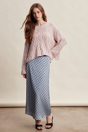 Wrenley Oversized Cable Knit Sweater - Blush