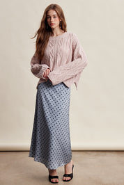 Wrenley Oversized Cable Knit Sweater - Blush