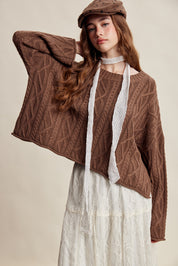 Wrenley Oversized Cable Knit Sweater - Brown