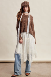 Wrenley Oversized Cable Knit Sweater - Brown