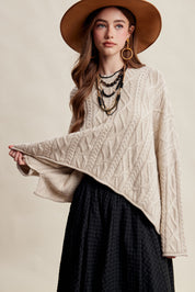 Wrenley Oversized Cable Knit Sweater - Ecru