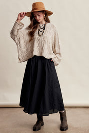 Wrenley Oversized Cable Knit Sweater - Ecru