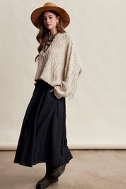 Wrenley Oversized Cable Knit Sweater - Ecru