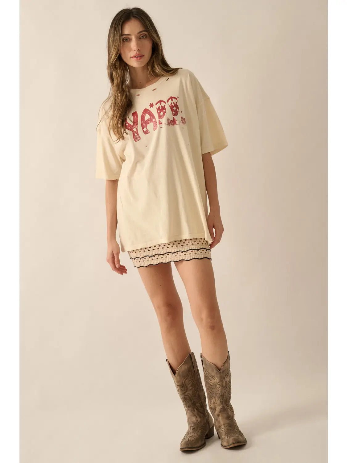 Y’all Graphic Distressed Tee - Westly