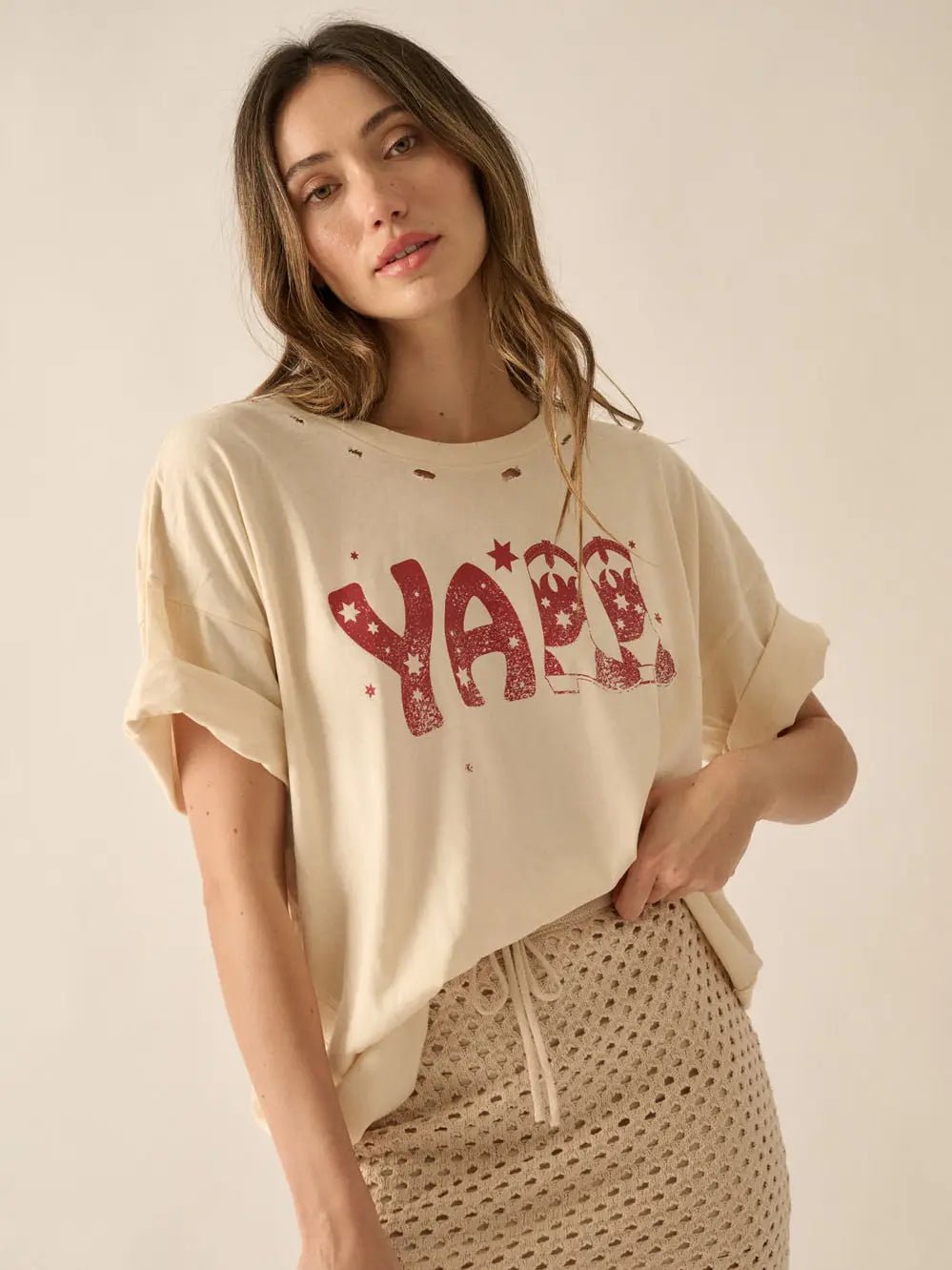 Y’all Graphic Distressed Tee - Westly
