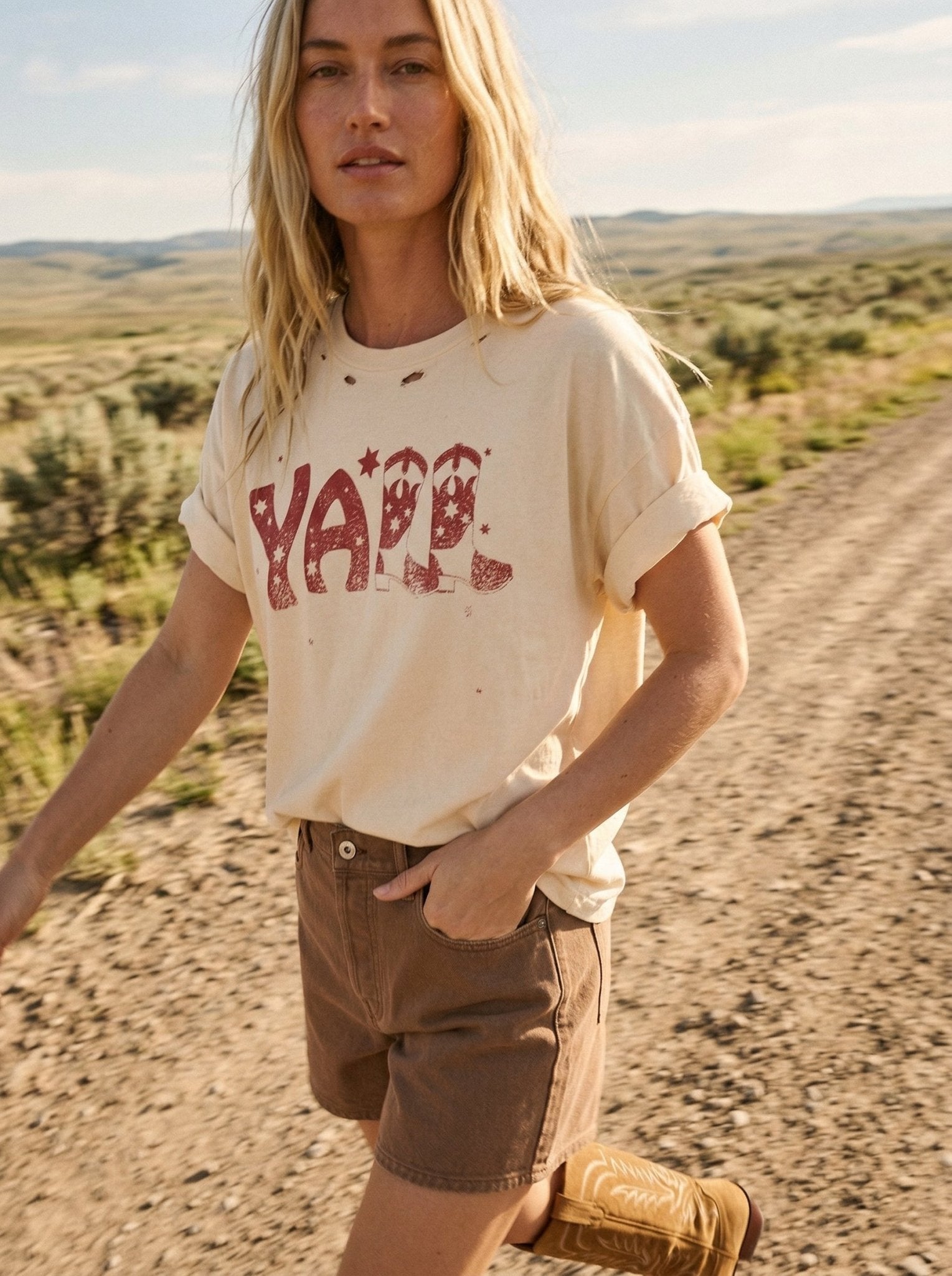 Y’all Graphic Distressed Tee - Westly