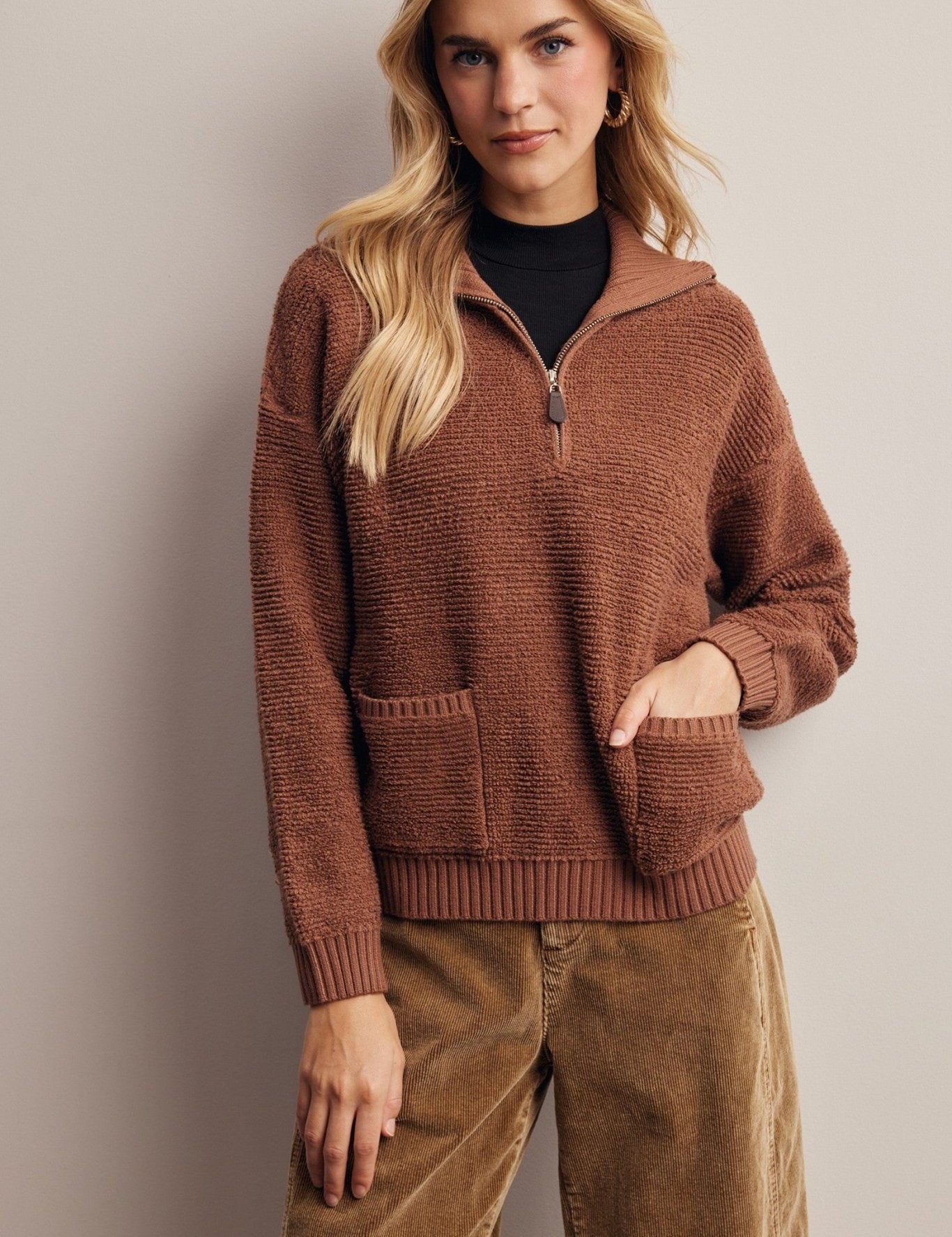 Yearbook Textured Quarter-Zip Sweater - Westly