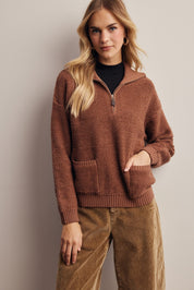 Yearbook Textured Quarter-Zip Sweater - Westly
