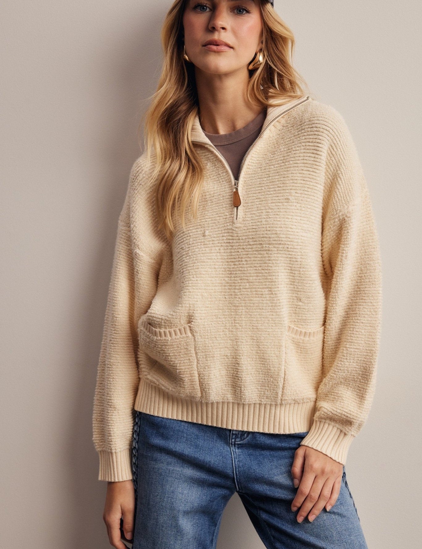 Yearbook Textured Quarter-Zip Sweater - Westly