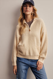 Yearbook Textured Quarter-Zip Sweater - Westly