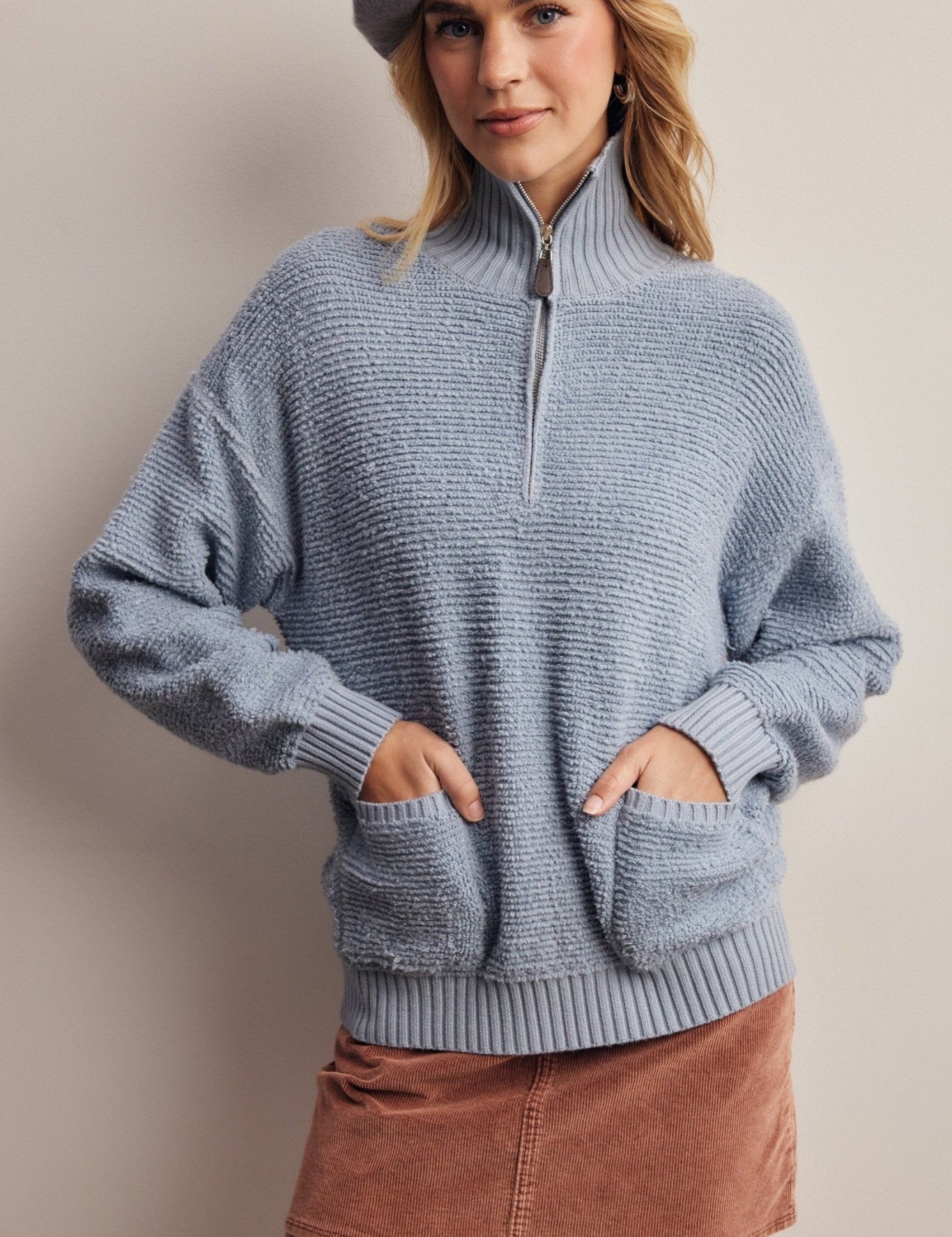 Yearbook Textured Quarter-Zip Sweater - Westly