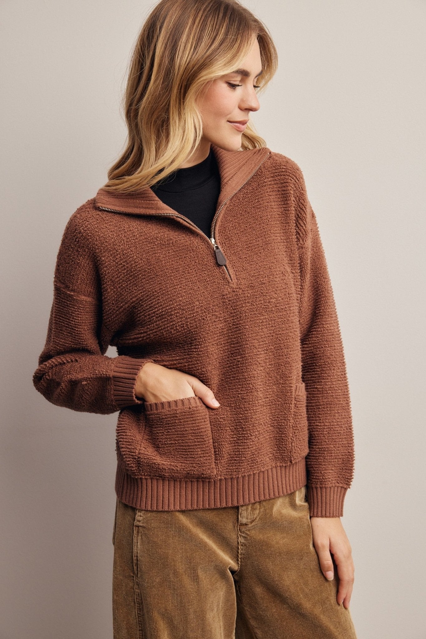 Yearbook Textured Quarter-Zip Sweater - Westly