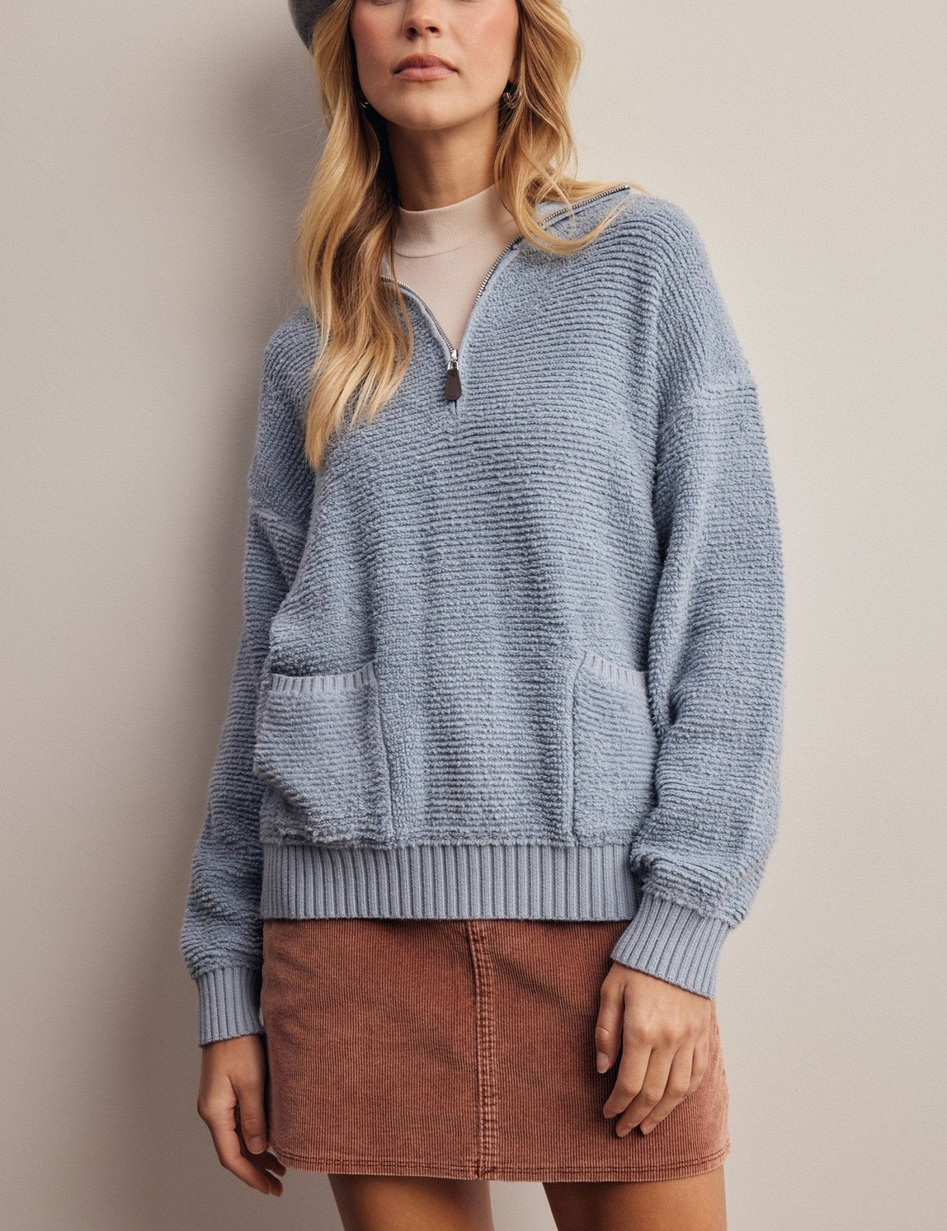 Yearbook Textured Quarter-Zip Sweater - Westly