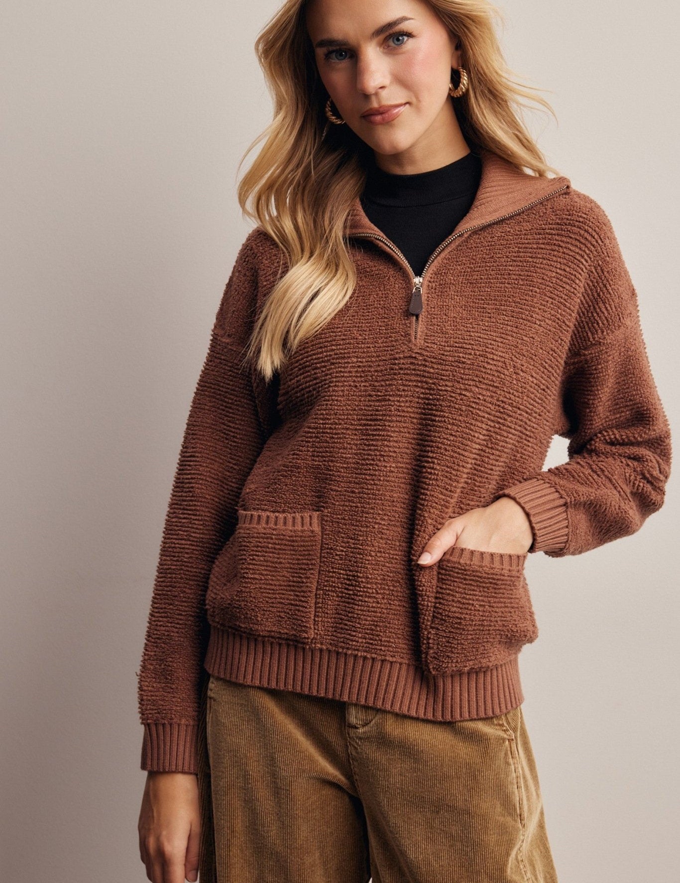 Yearbook Textured Quarter-Zip Sweater - Westly