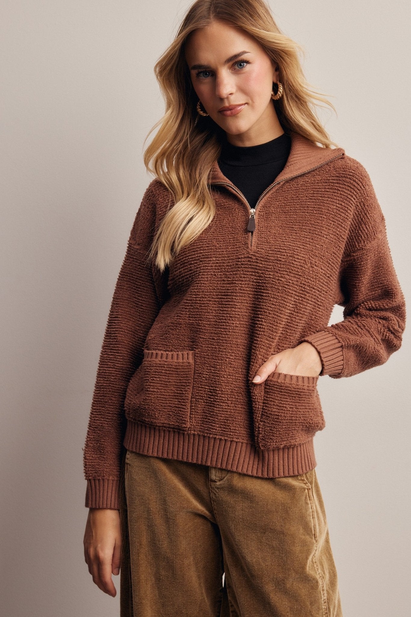 Yearbook Textured Quarter-Zip Sweater - Westly