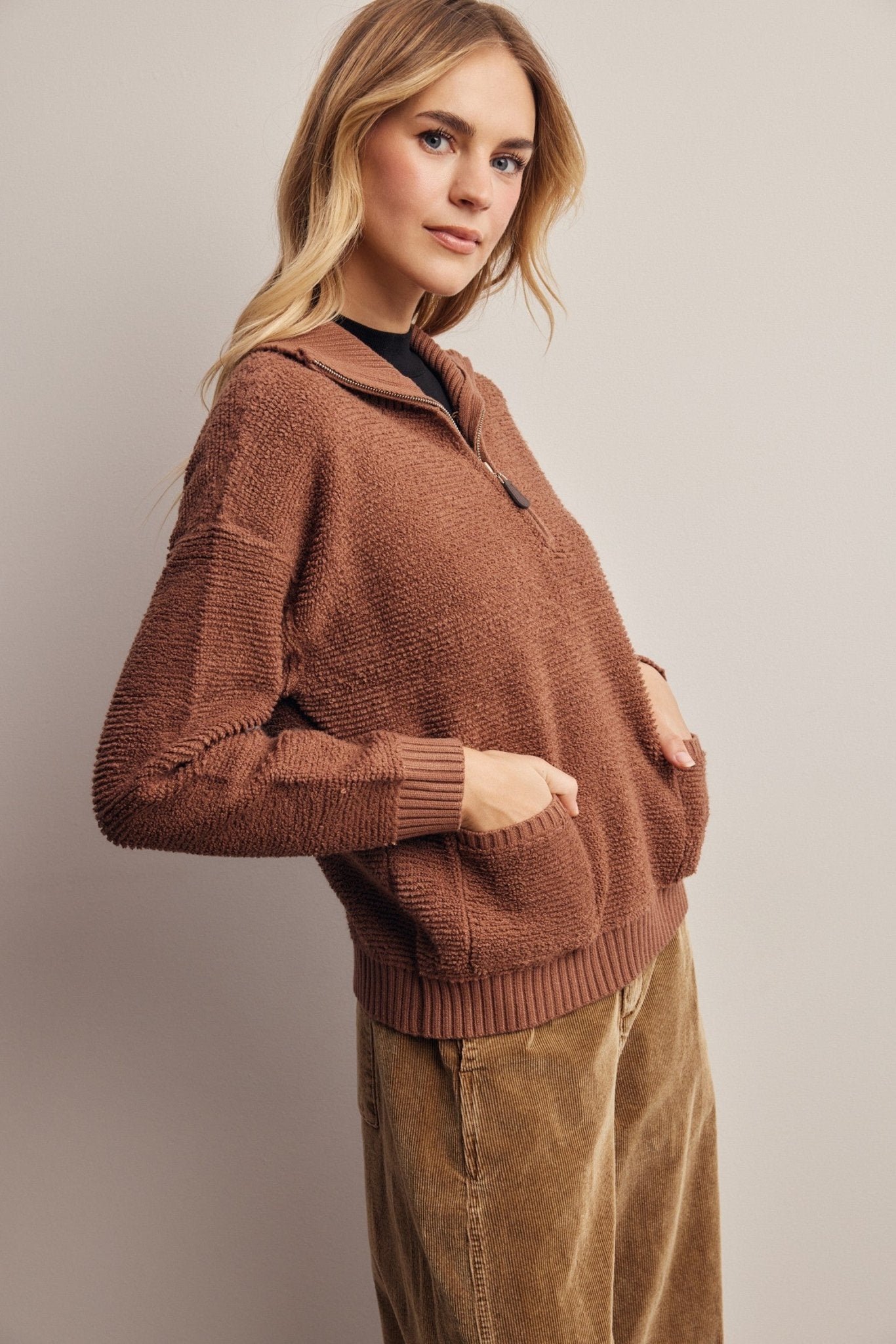 Yearbook Textured Quarter-Zip Sweater - Westly