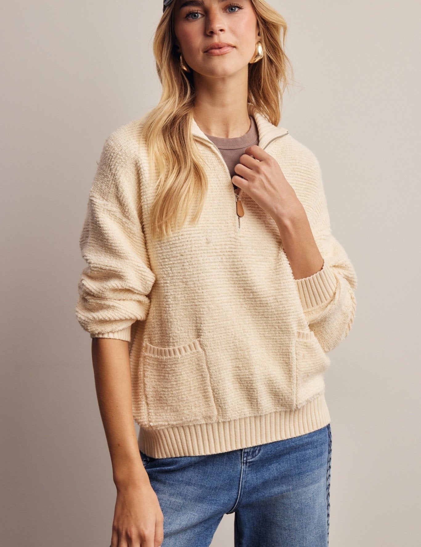 Yearbook Textured Quarter-Zip Sweater - Westly