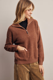 Yearbook Textured Quarter-Zip Sweater in Brown, photo 6