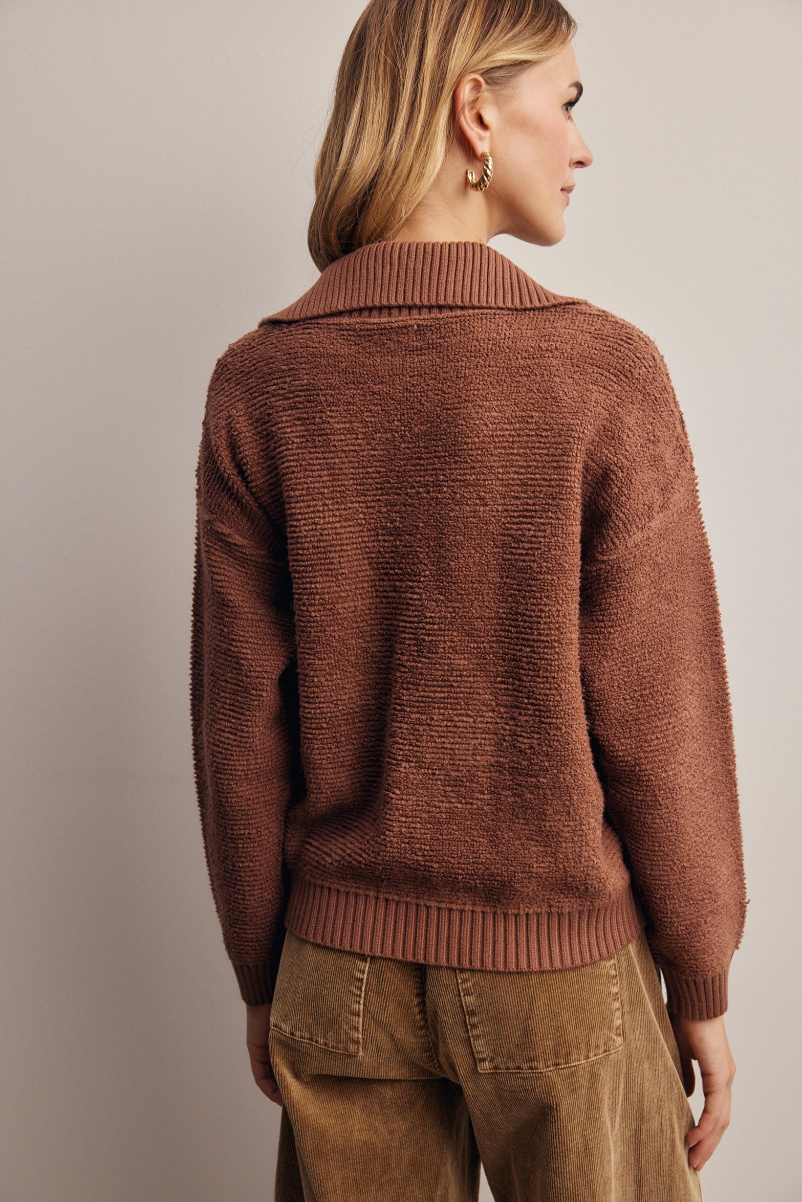 Yearbook Textured Quarter-Zip Sweater in Brown, photo 7