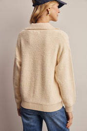 Yearbook Textured Quarter-Zip Sweater in Ivory, photo 6
