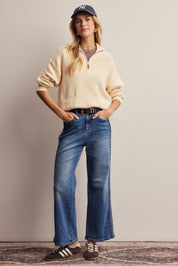Yearbook Textured Quarter-Zip Sweater in Ivory, photo 7