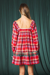 Yuletide Plaid Heart Pocket Mini Dress - Westly