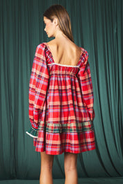 Yuletide Plaid Heart Pocket Mini Dress - Westly