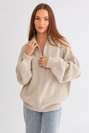 Zip Code Oversized Ribbed Zip Cardigan - Westly