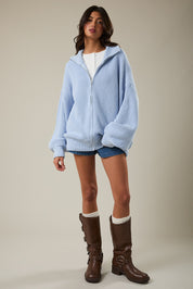 Zip Code Oversized Ribbed Zip Cardigan - Westly