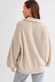 Zip Code Oversized Ribbed Zip Cardigan - Westly