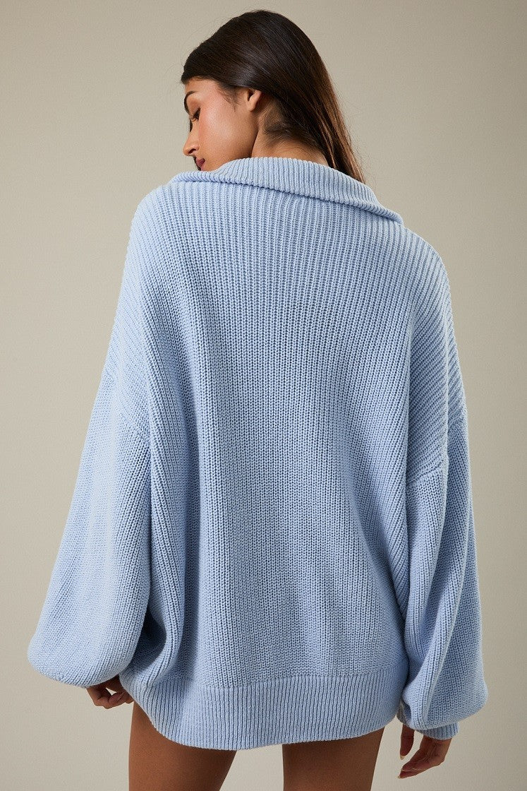 Zip Code Oversized Ribbed Zip Cardigan - Westly
