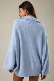 Zip Code Oversized Ribbed Zip Cardigan - Westly